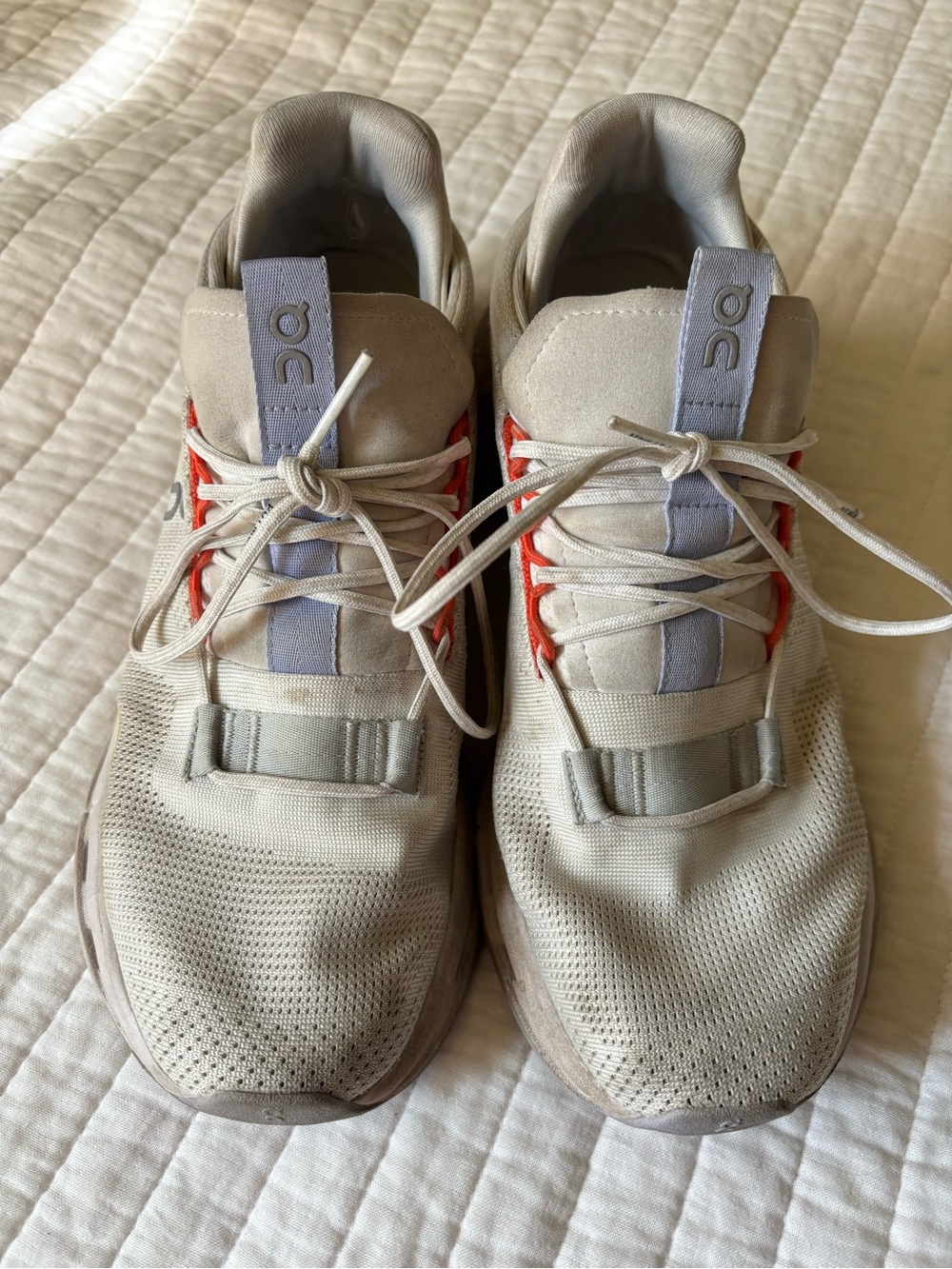 On Running Women’s Cloudnova Sneakers in white with Coral and Lavender Accents